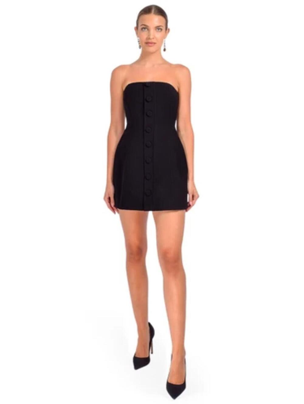 SANS FAFF  Laurent Mini Button Dress in Black